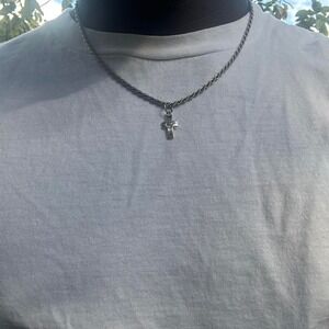 Vintage stainless steel heart cross pendant